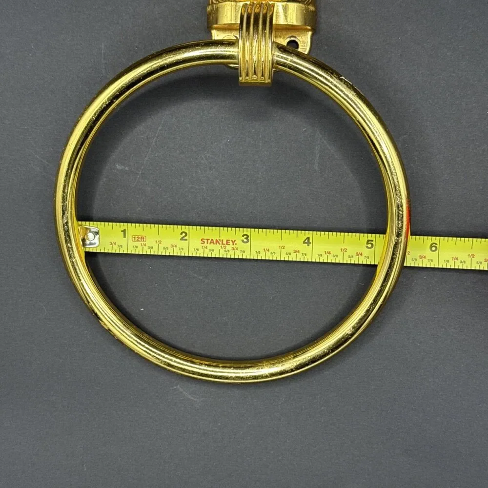 Vtg Koi Fish Bathroom Towel Ring Metal Gold or Brass Tone Rack Wall Holder MCM